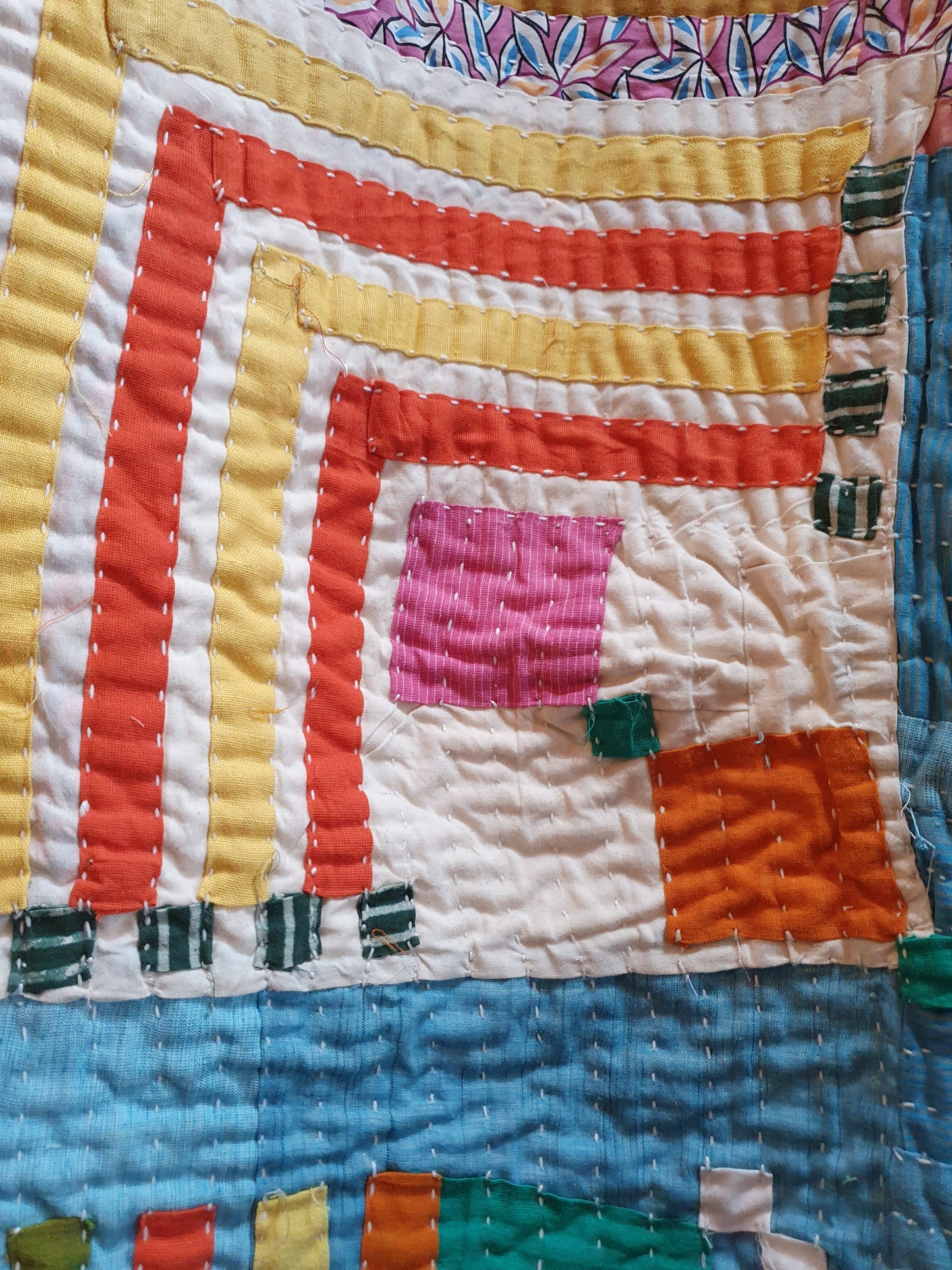 Handcrafted Siddi quilt with Blue Cross