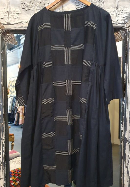Pojagi Dress In Handwoven Cotton Black
