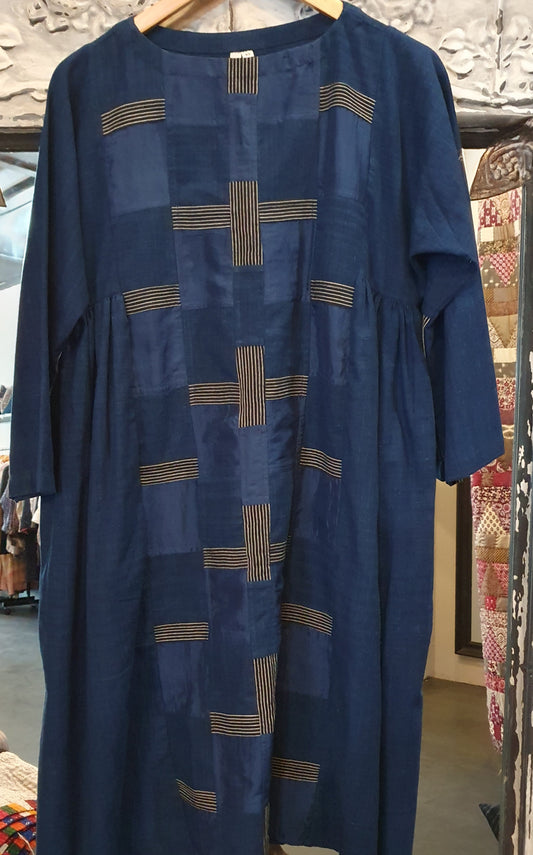 Pojagi Dress in Handwoven Cotton Indigo