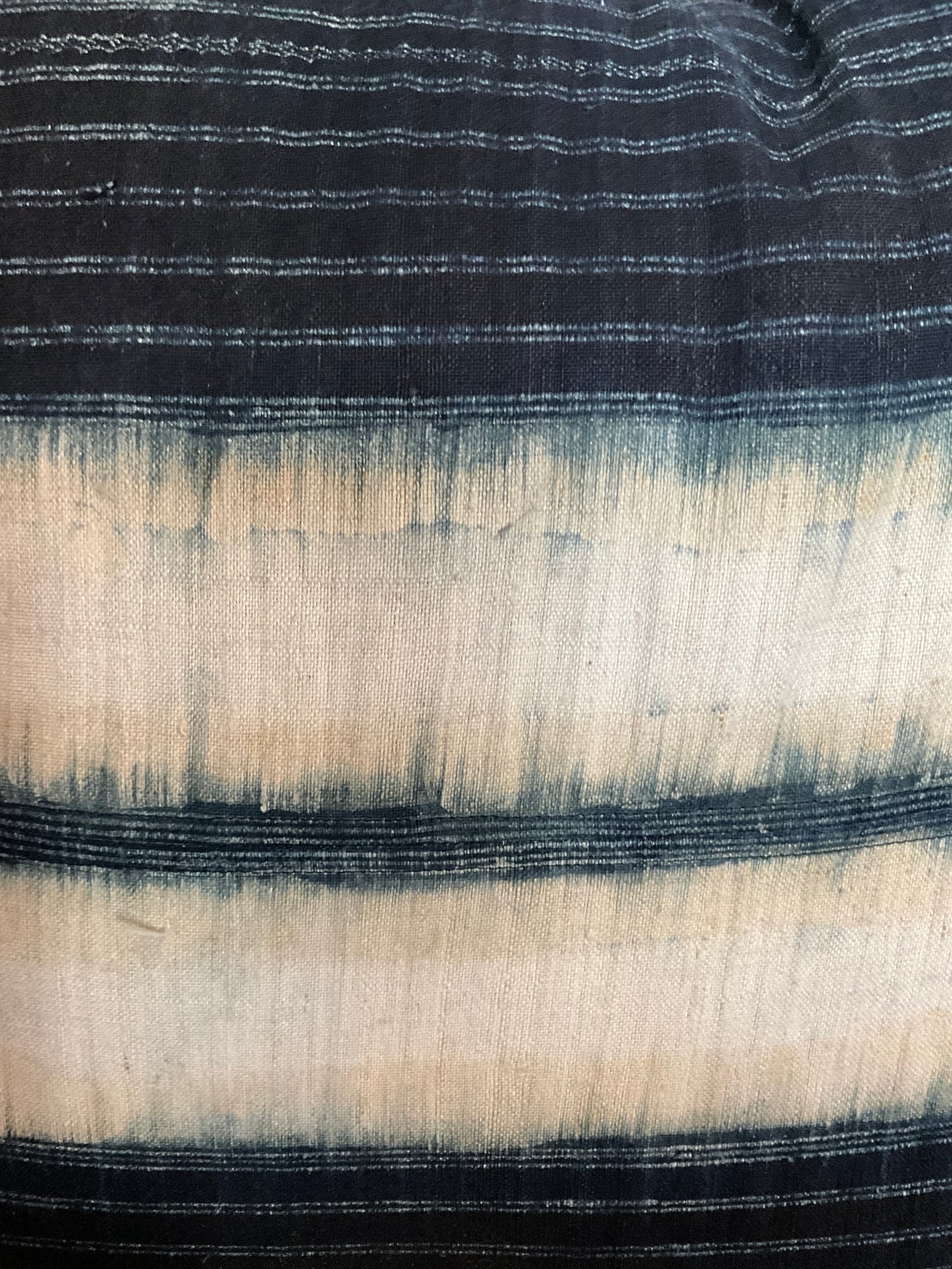 Hand Shibori cushion in Vintage Hemp/cotton