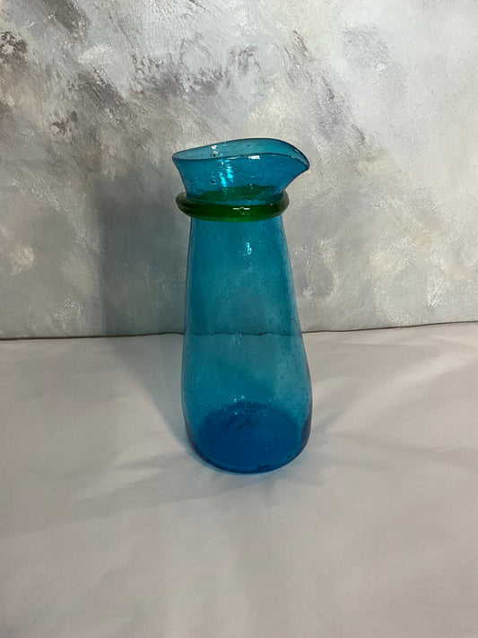 Afghan Glassware Turquoise and Green Water Carafe