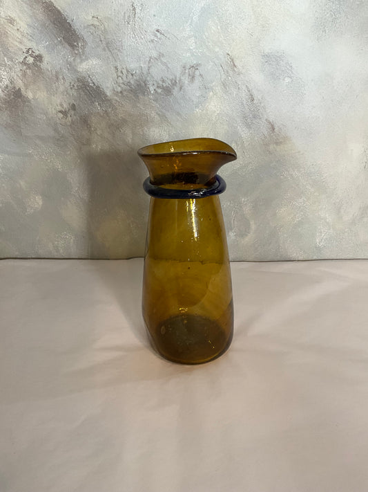 Afghan Glassware Amber and Lapis Water Carafe