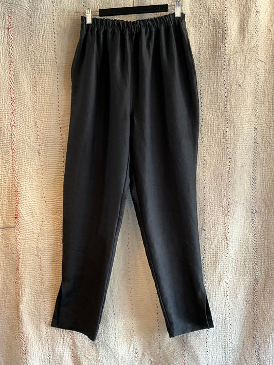 Black Linen straight leg Trouser