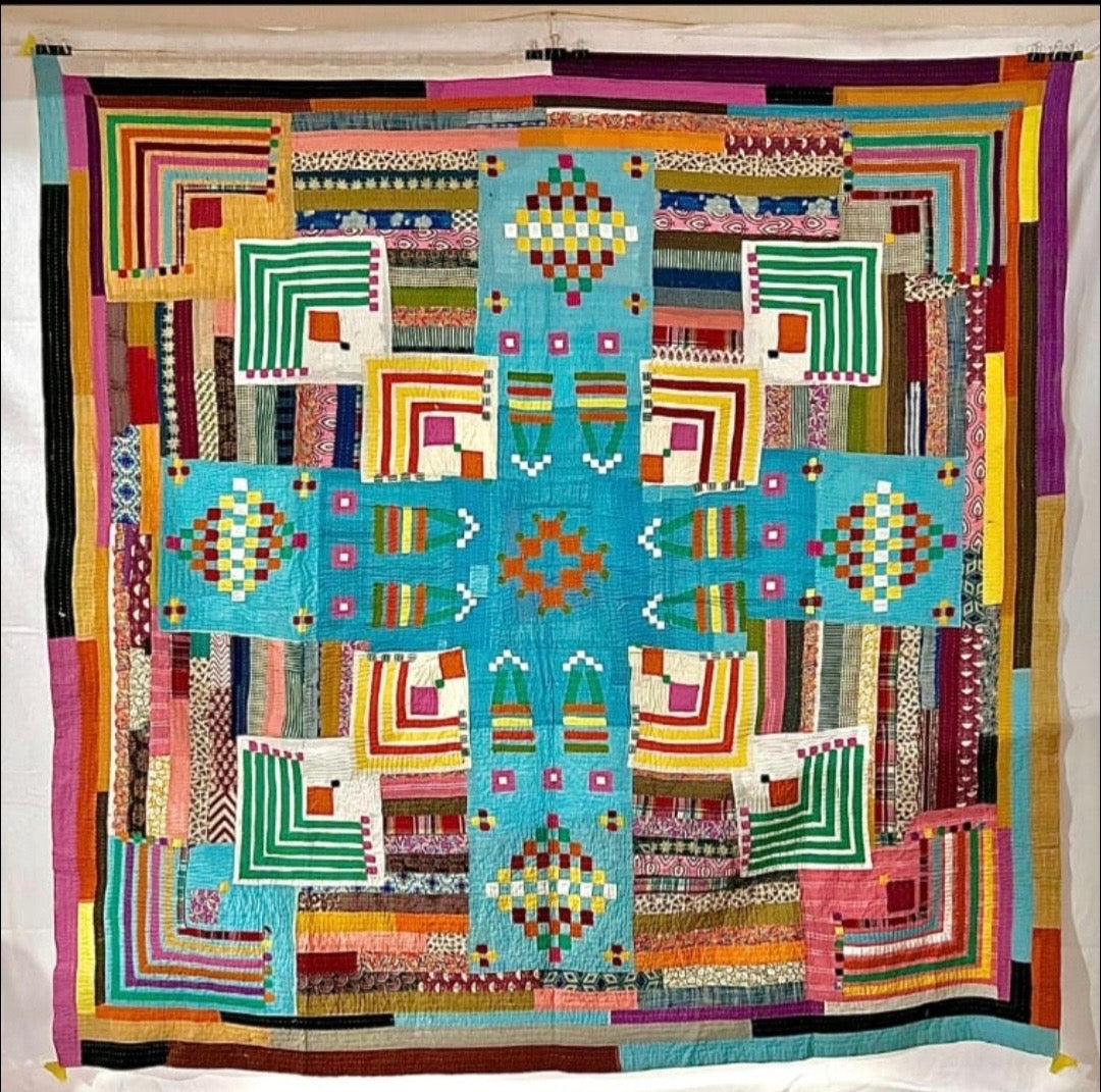Handcrafted Siddi quilt with Blue Cross