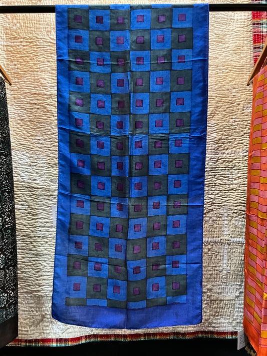 Silk scarf in dusty Blues and Purples