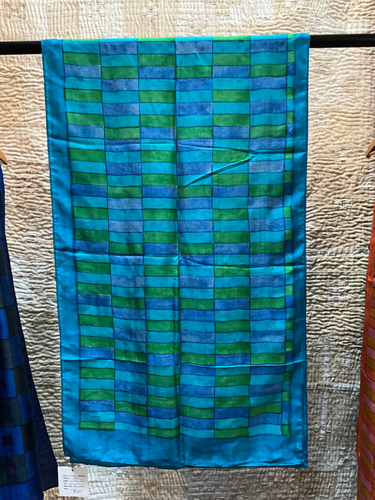 Silk scarf in Blues and Greens