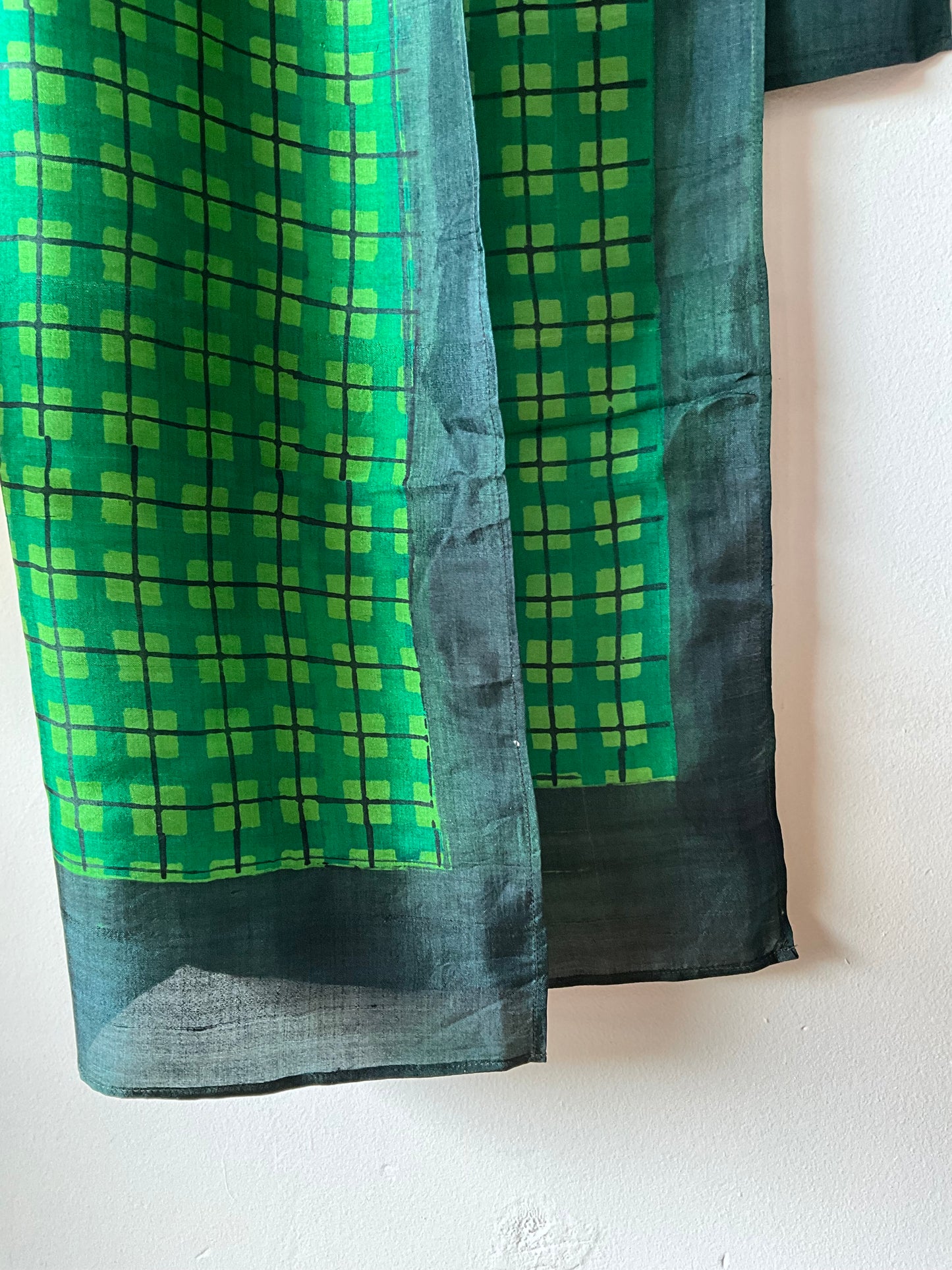 Hand painted Silk scarf in Green
