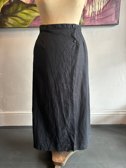 Black Linen Wrap Skirt