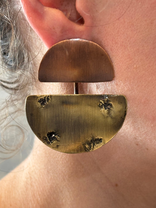 Brass and Copper Large Double Studs
