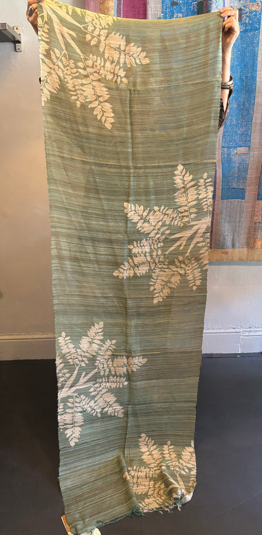Tussar Peace Silk Scarf Pale Green Willow