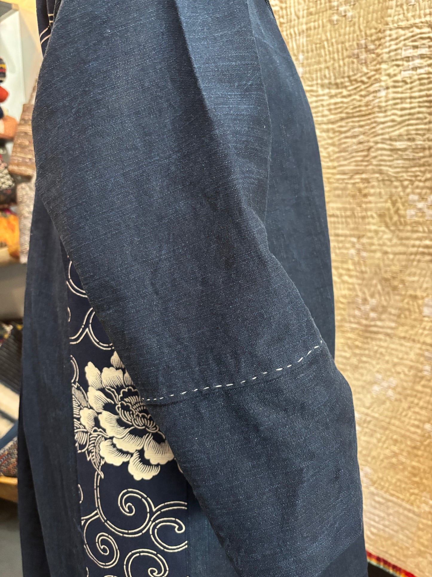 Denim coat with Japanese cotton trim
