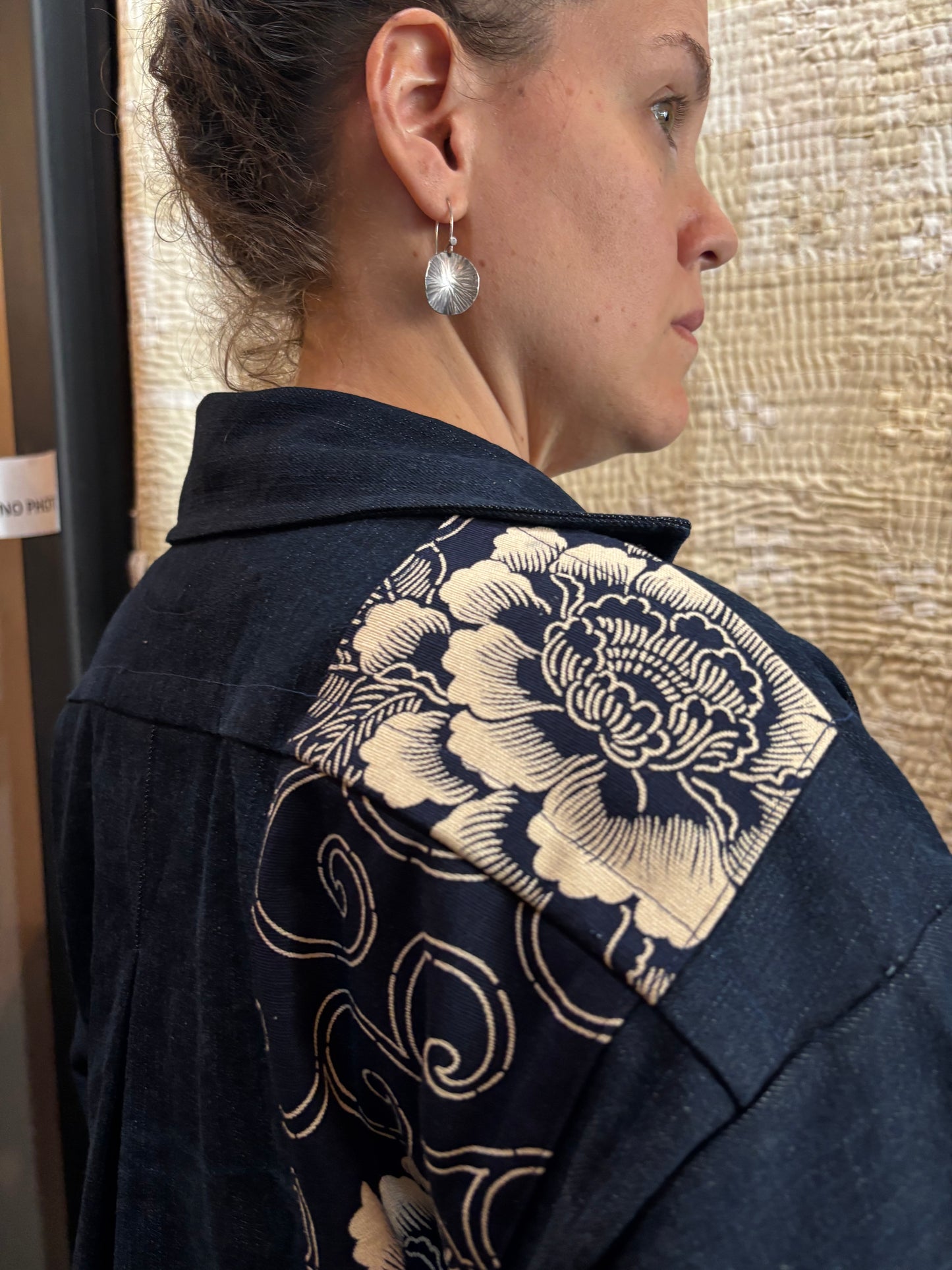 Denim coat with Japanese cotton trim