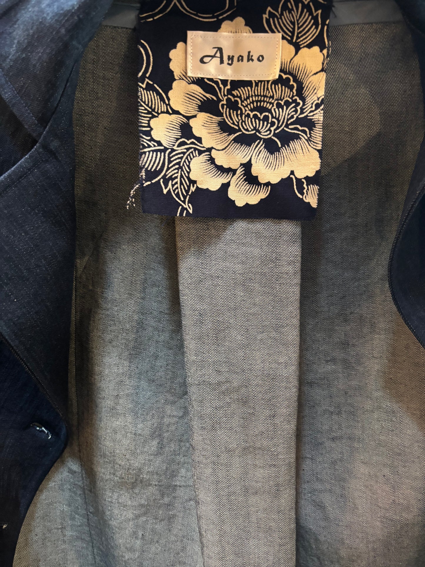 Denim coat with Japanese cotton trim