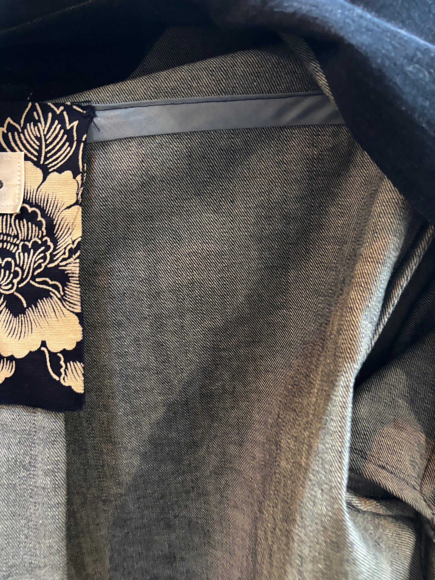 Denim coat with Japanese cotton trim