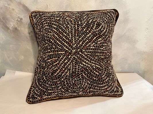 Hand Appliqué Cushion in Brown