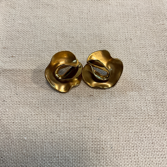 18 Carat Gold Coated Brass Wave Stud Earrings