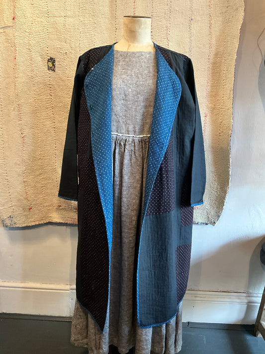 Patched Coat in Indigo