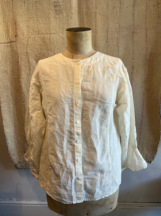 Loretta handwoven linen cotton shirt in ecru