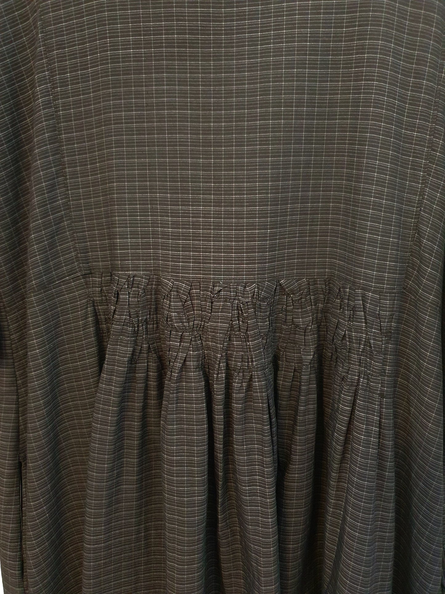 Elise dress in handwoven black cotton check