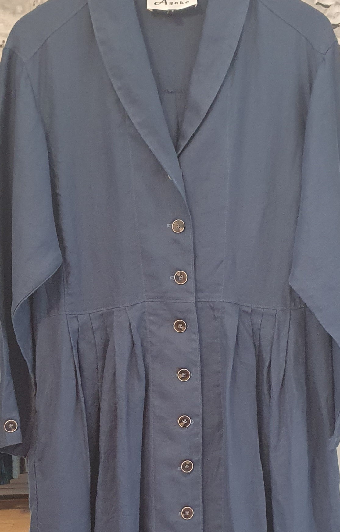 Victoria Duster coat dress in denim blue linen