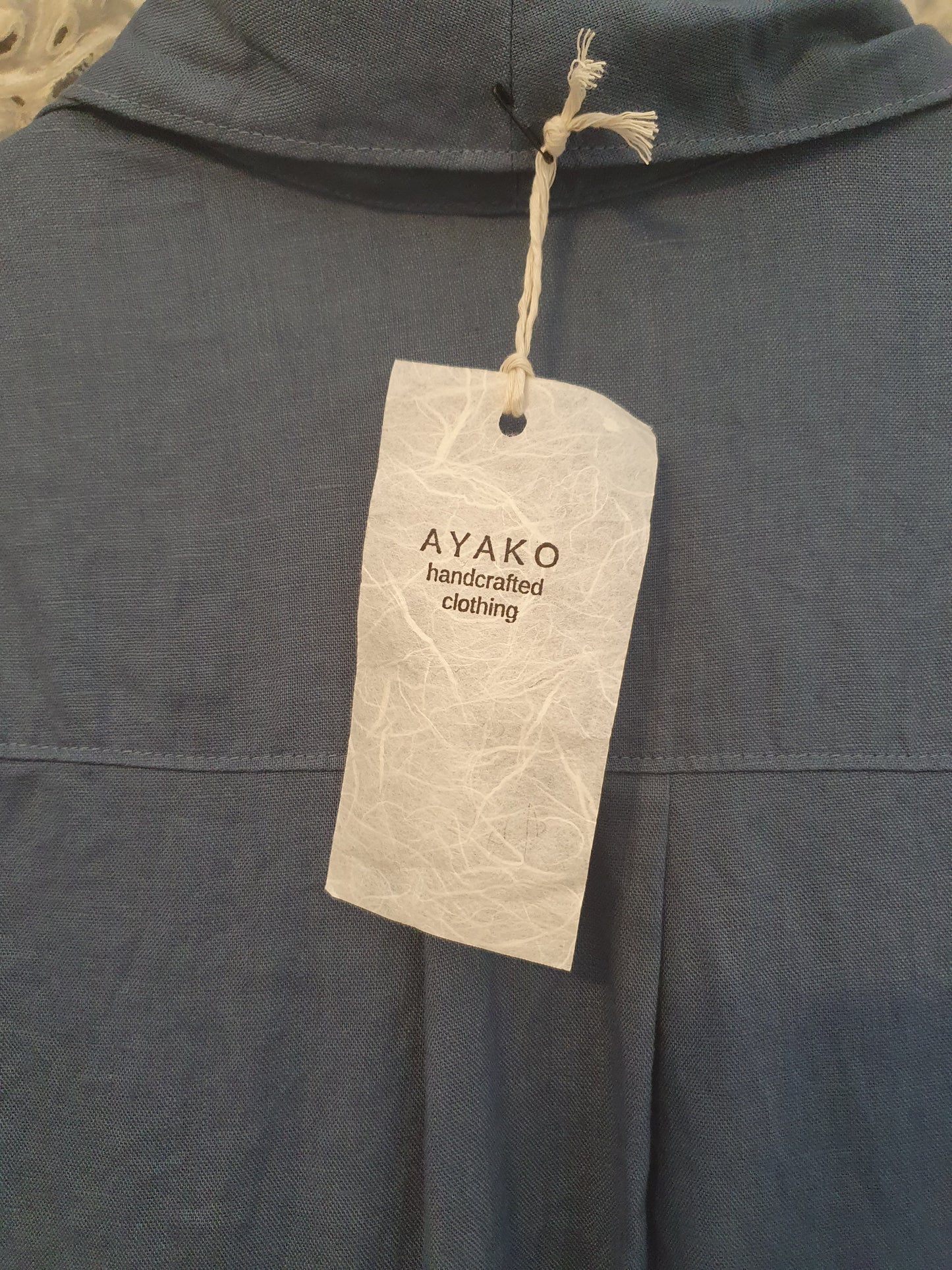 Victoria Duster coat dress in denim blue linen