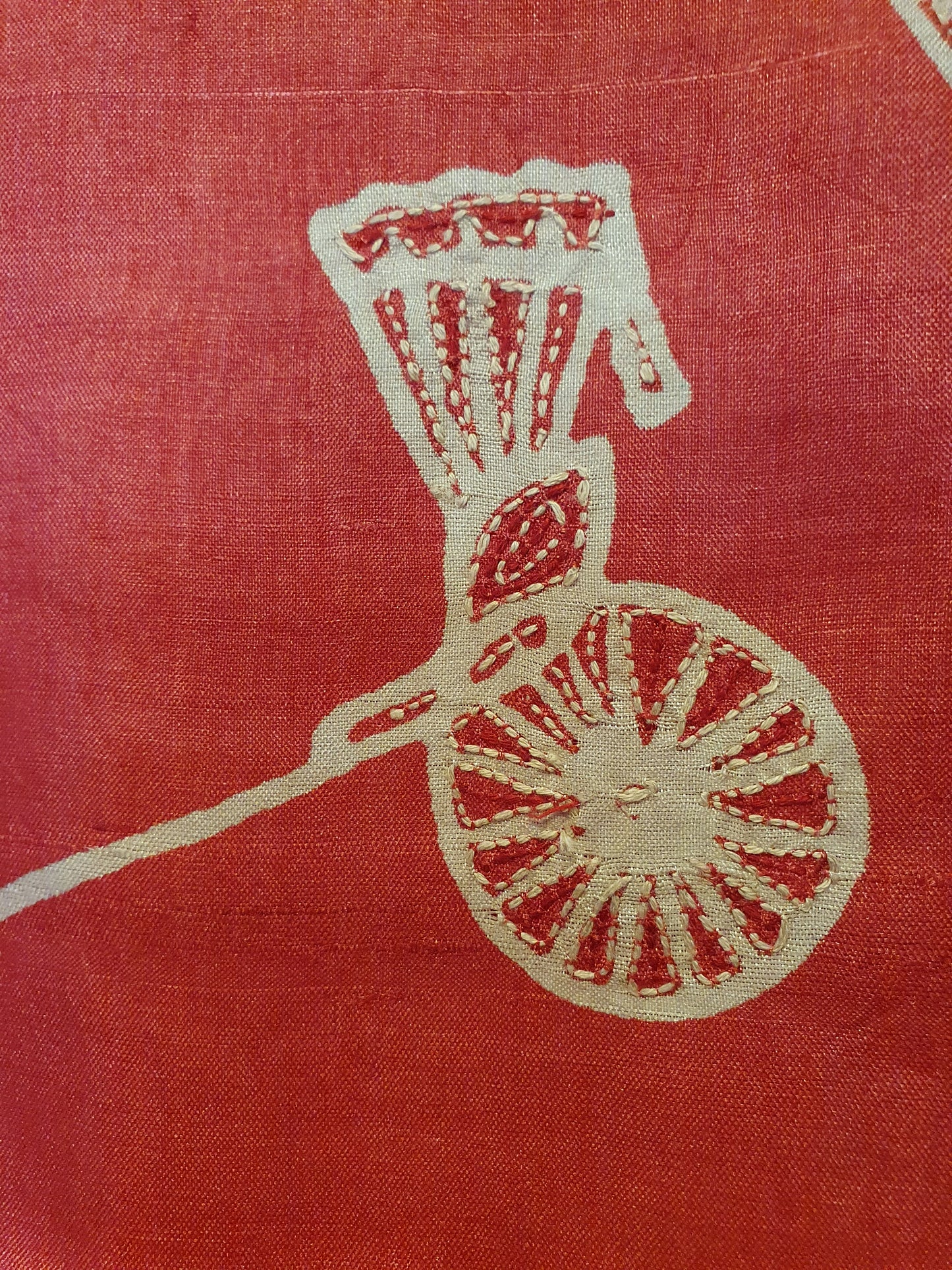 Silk scarf in red with motifs