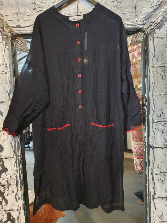 Handwoven silk/cotton coat dress