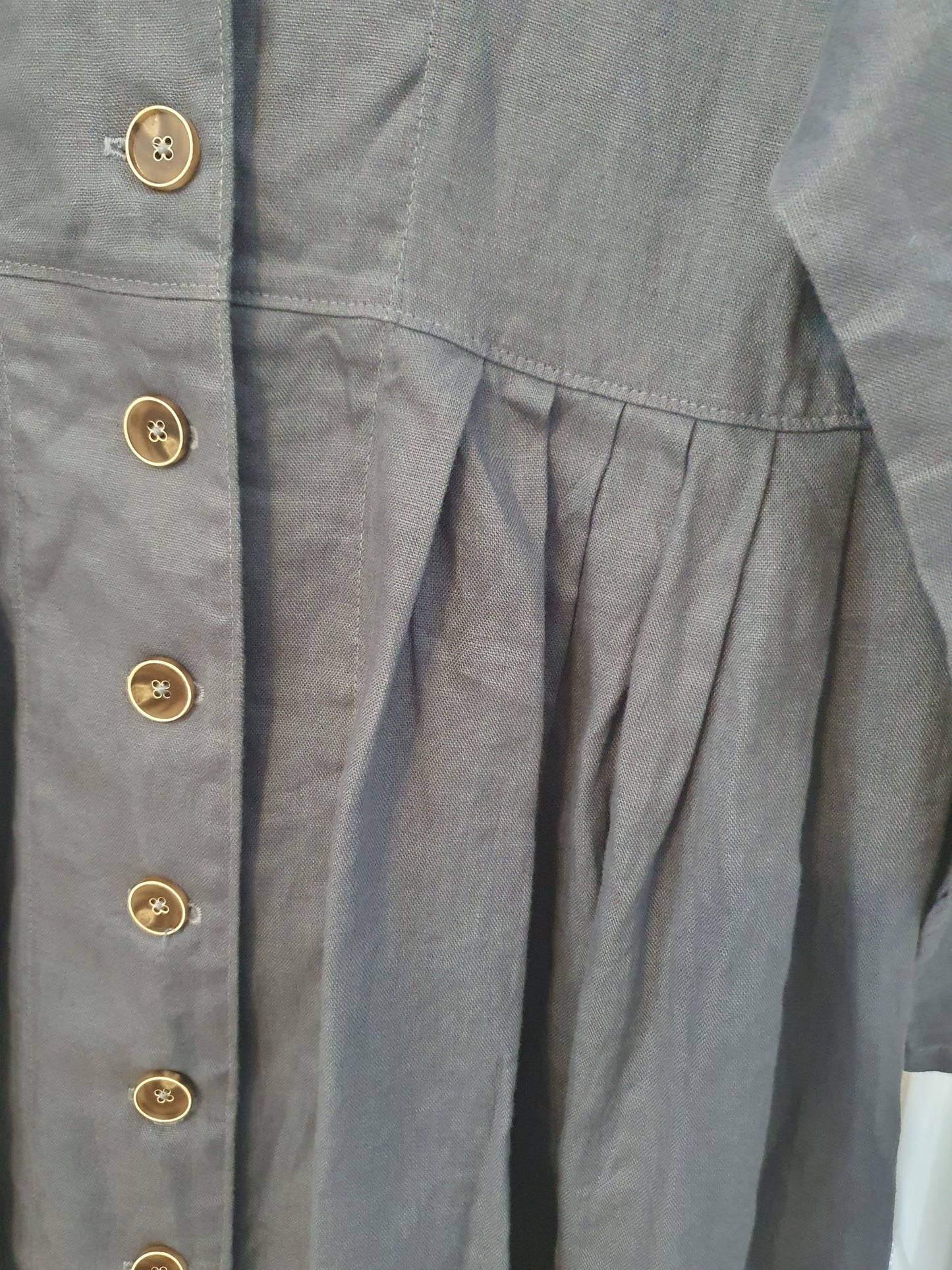 Victoria Duster coat dress in denim blue linen