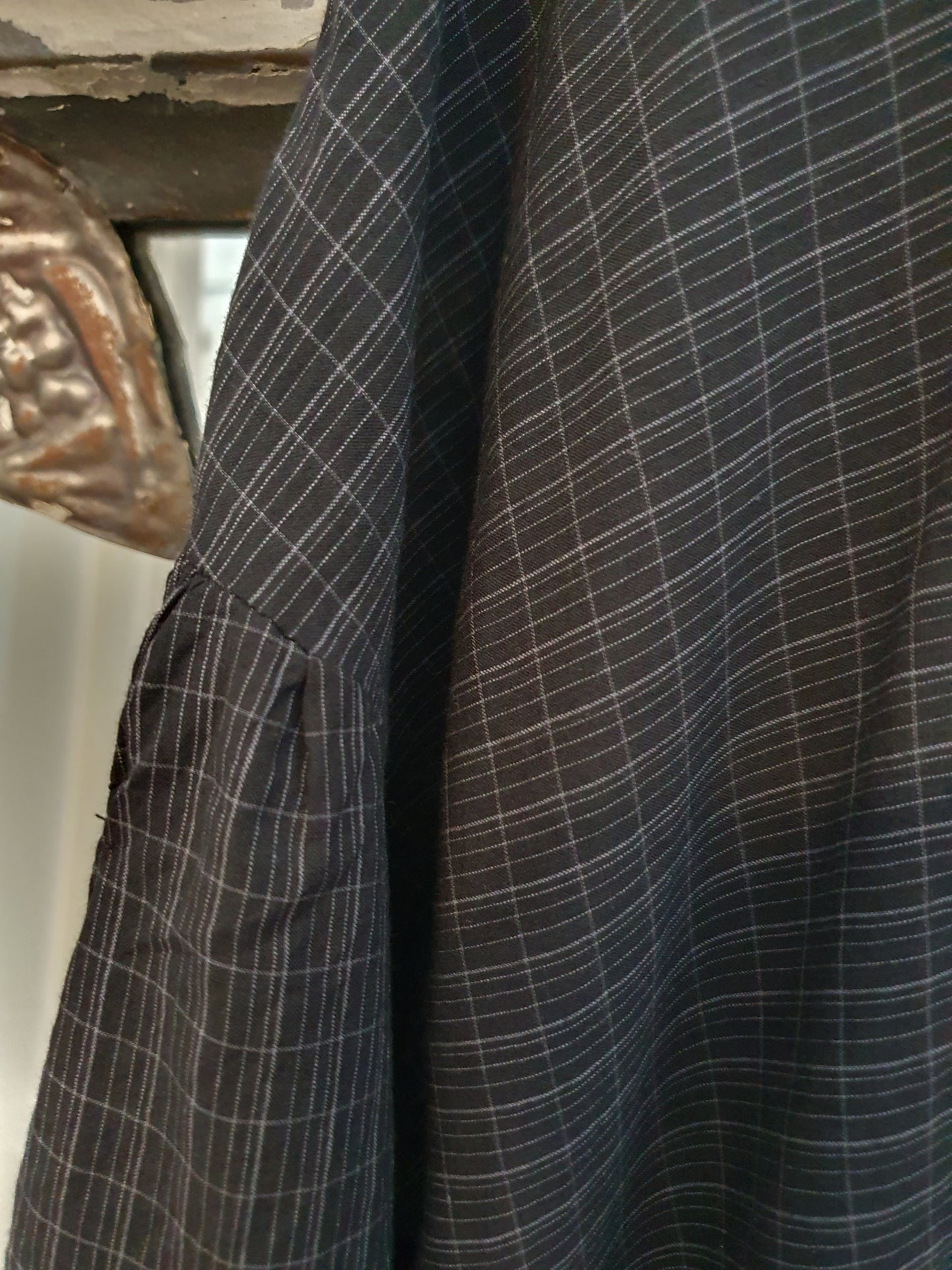 Elise dress in handwoven black cotton check