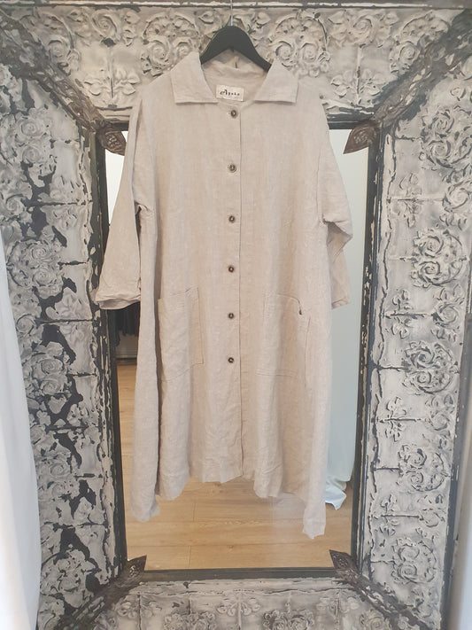 Swing coat in Ecru Linen