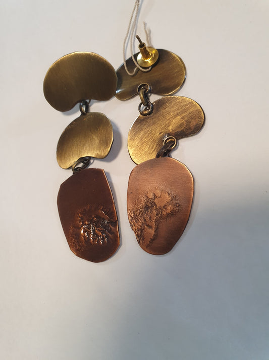 Copper and Brass Seed Earrings I