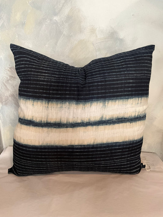 Hand Shibori cushion in Vintage Hemp/cotton