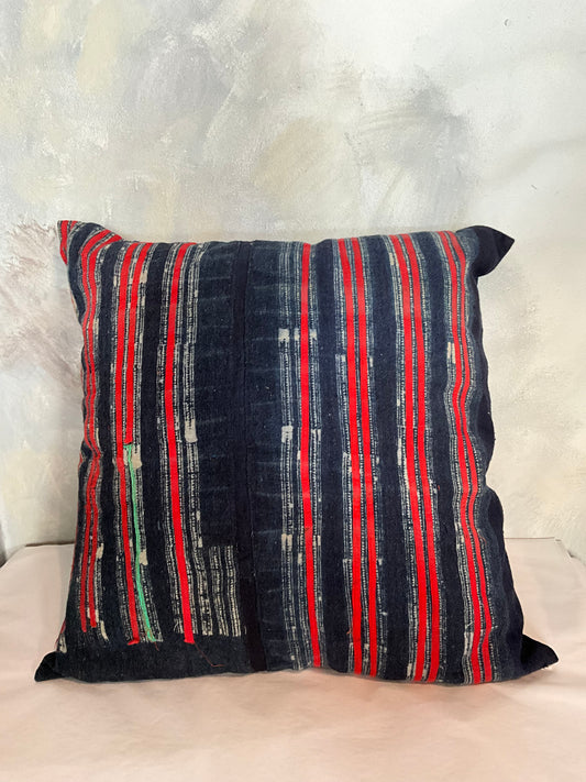 Handcrafted cushion in vintage hemp