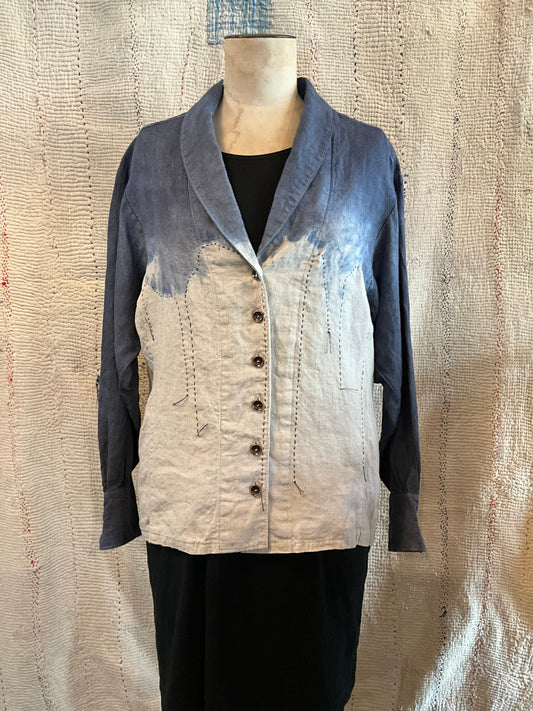 Hand Dyed Hand Stitched Linen in stone