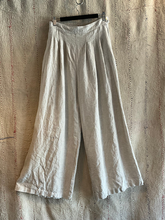 Ecru Linen front pleat Trouser