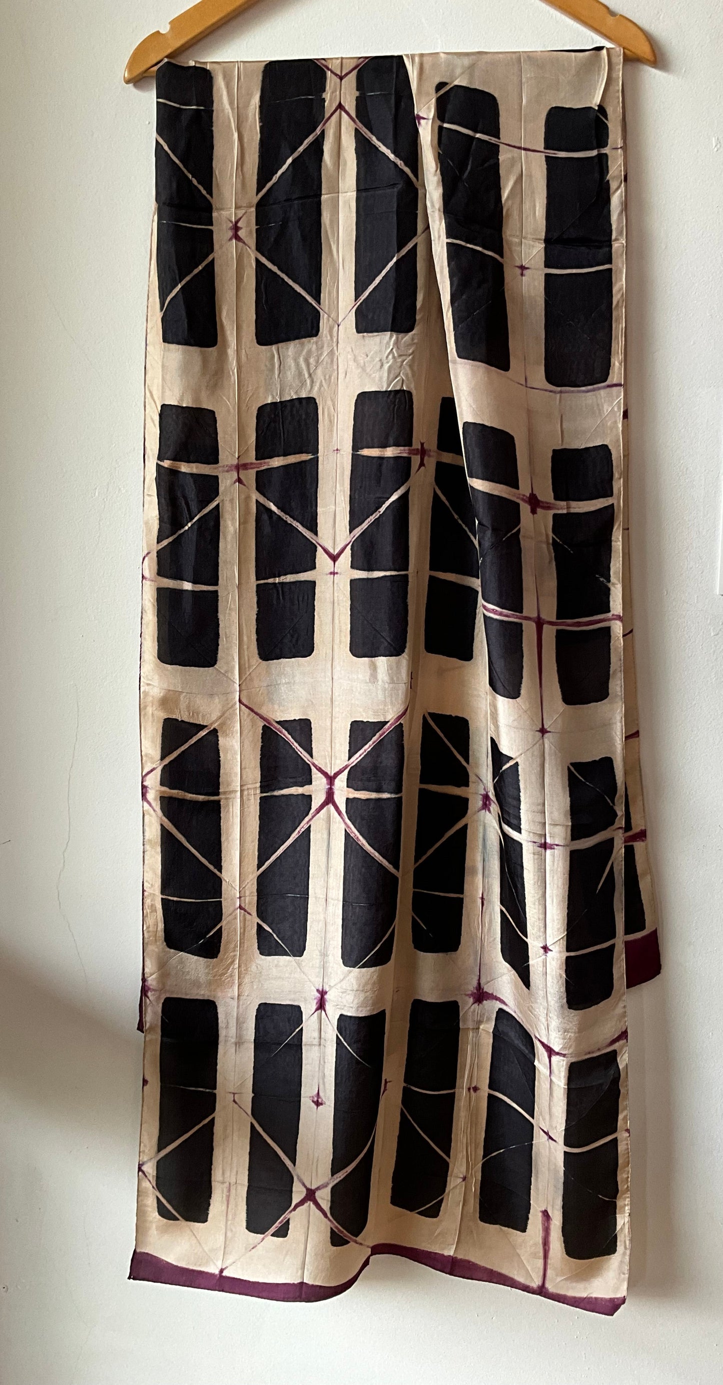 Hand Shibori Scarf - Brown, Purple