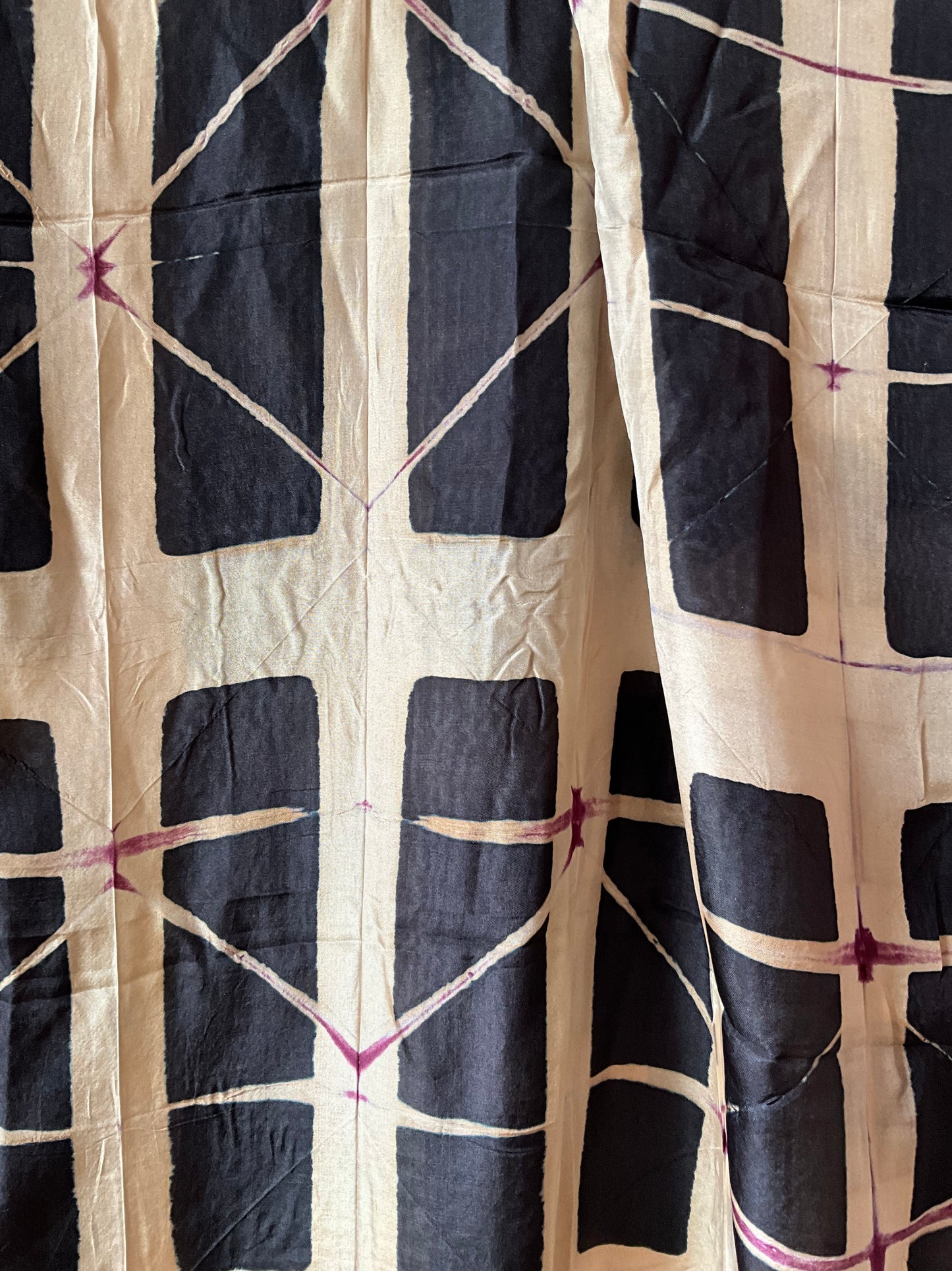 Hand Shibori Scarf - Brown, Purple