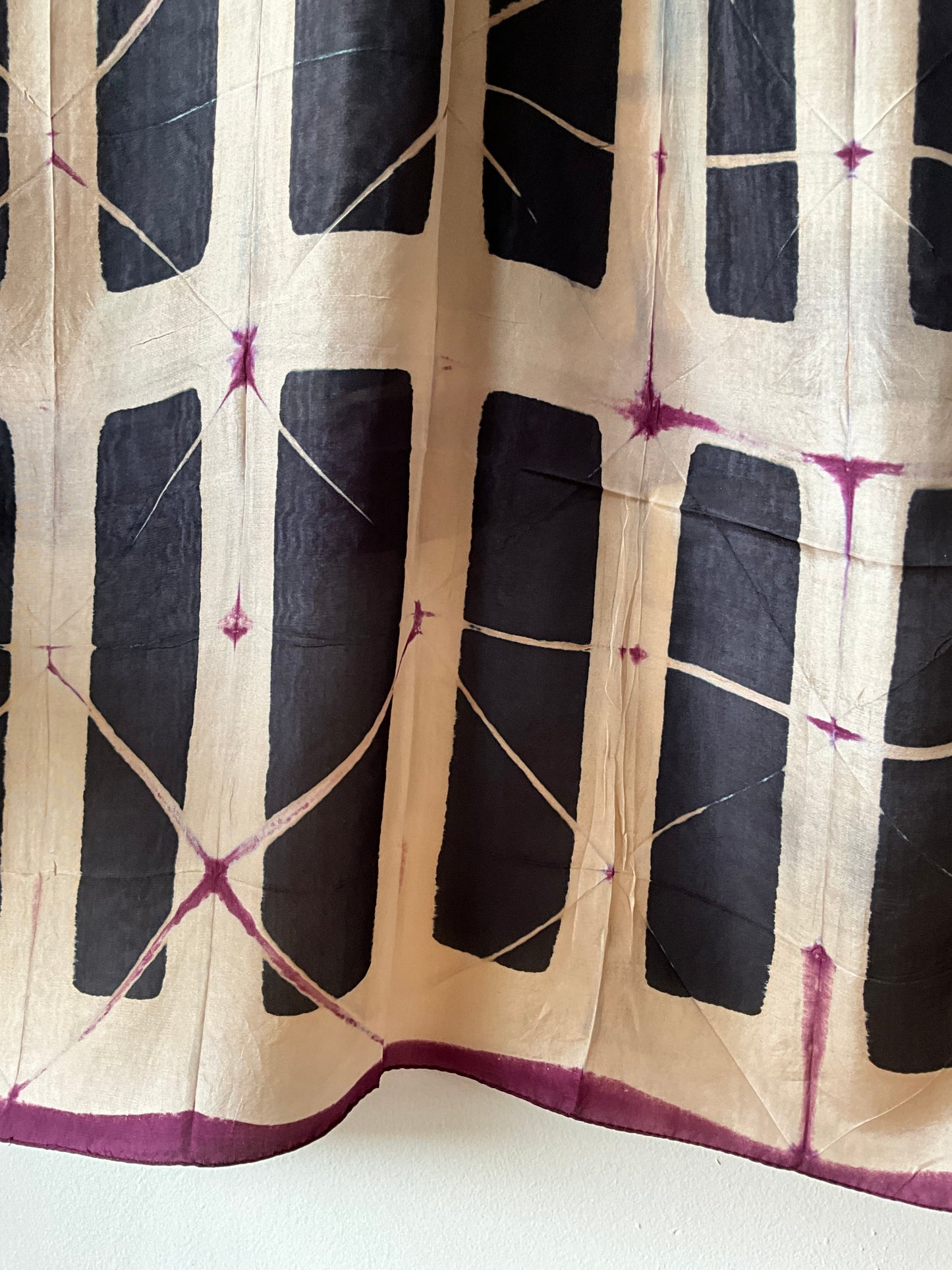 Hand Shibori Scarf - Brown, Purple