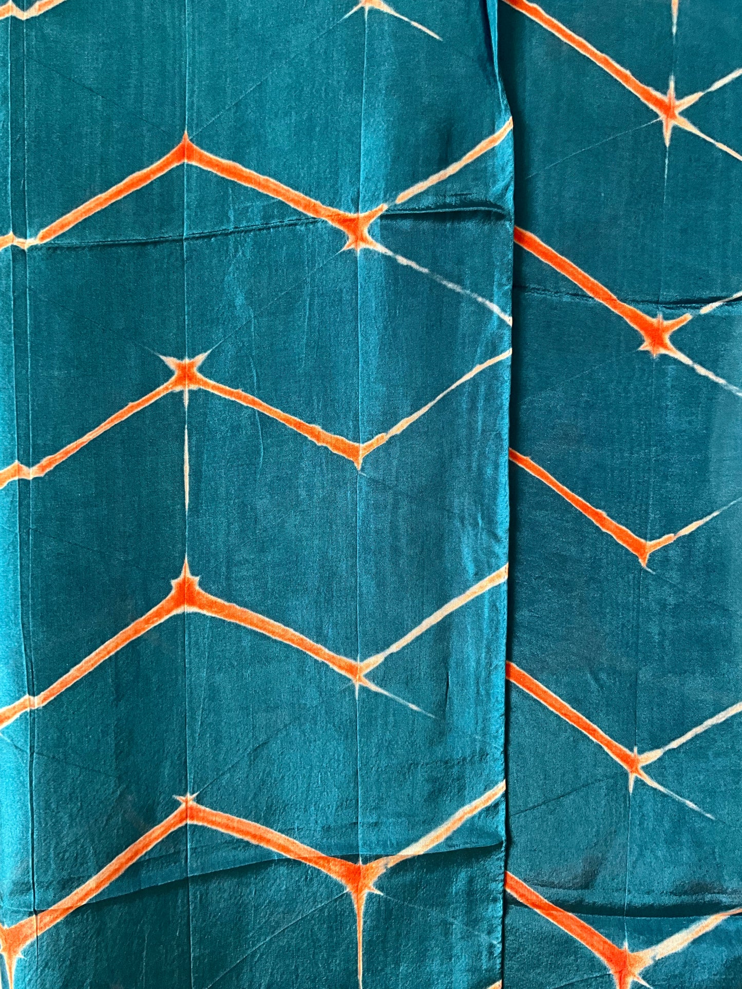 Hand Shibori Scarf - Blue, Orange