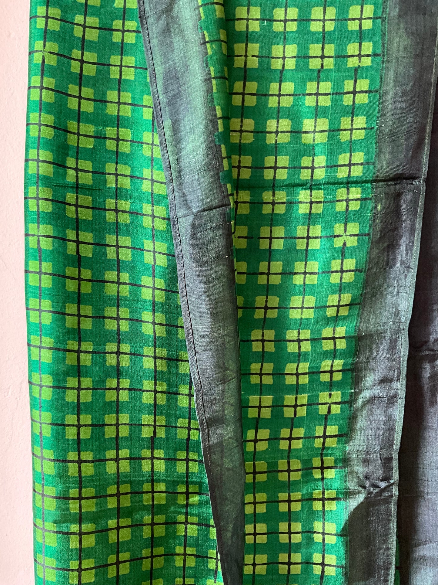 Hand painted Silk scarf in Green