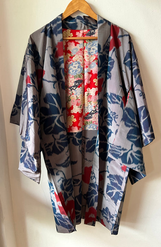 Vintage Kimono in Grey and Blue