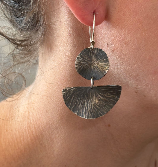Red Peg Ginko Leaf Earrings