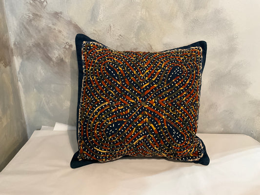 Hand Appliqué Cushion in Blue