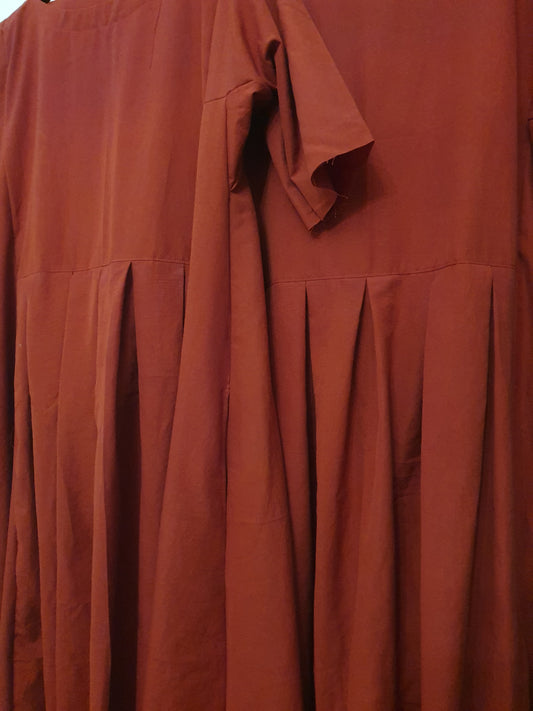 Willow dress in handwoven red cotton