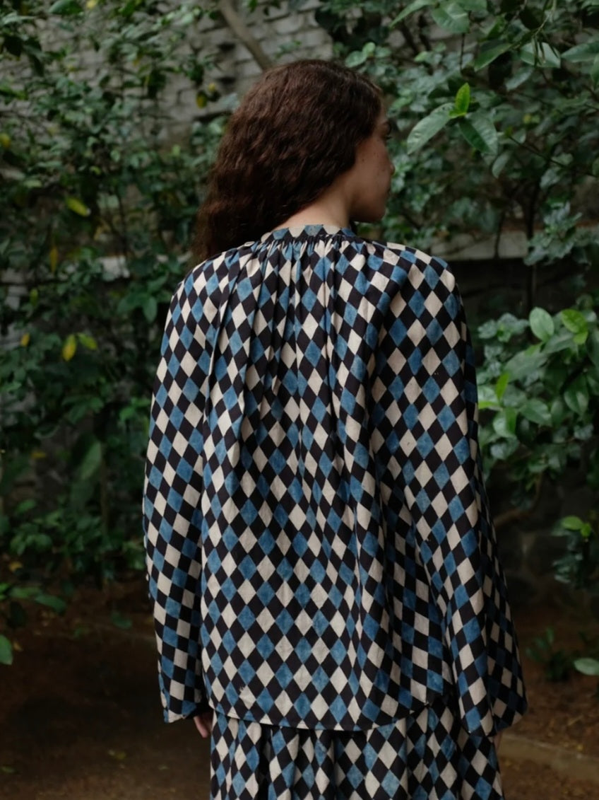 Freya top in hand blockprinted cotton