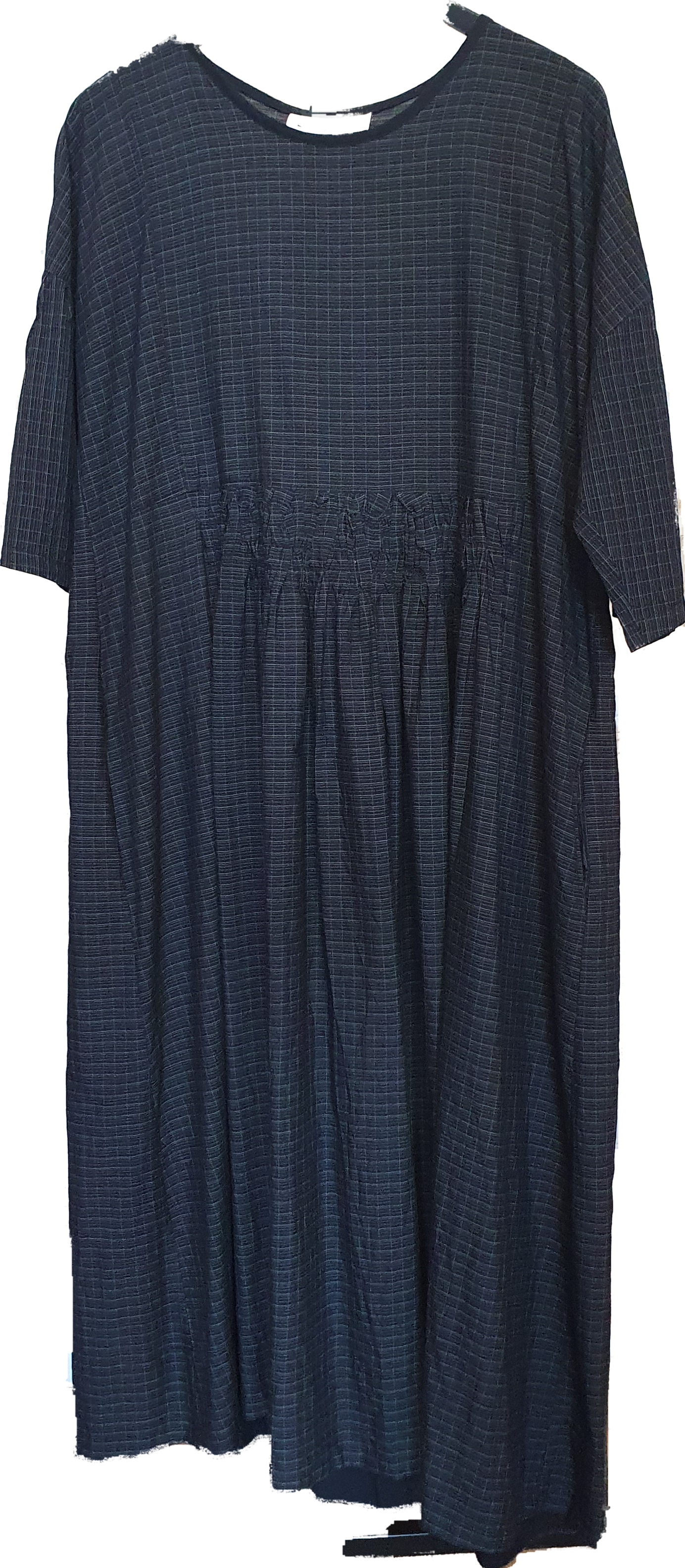 Elise dress in handwoven black cotton check