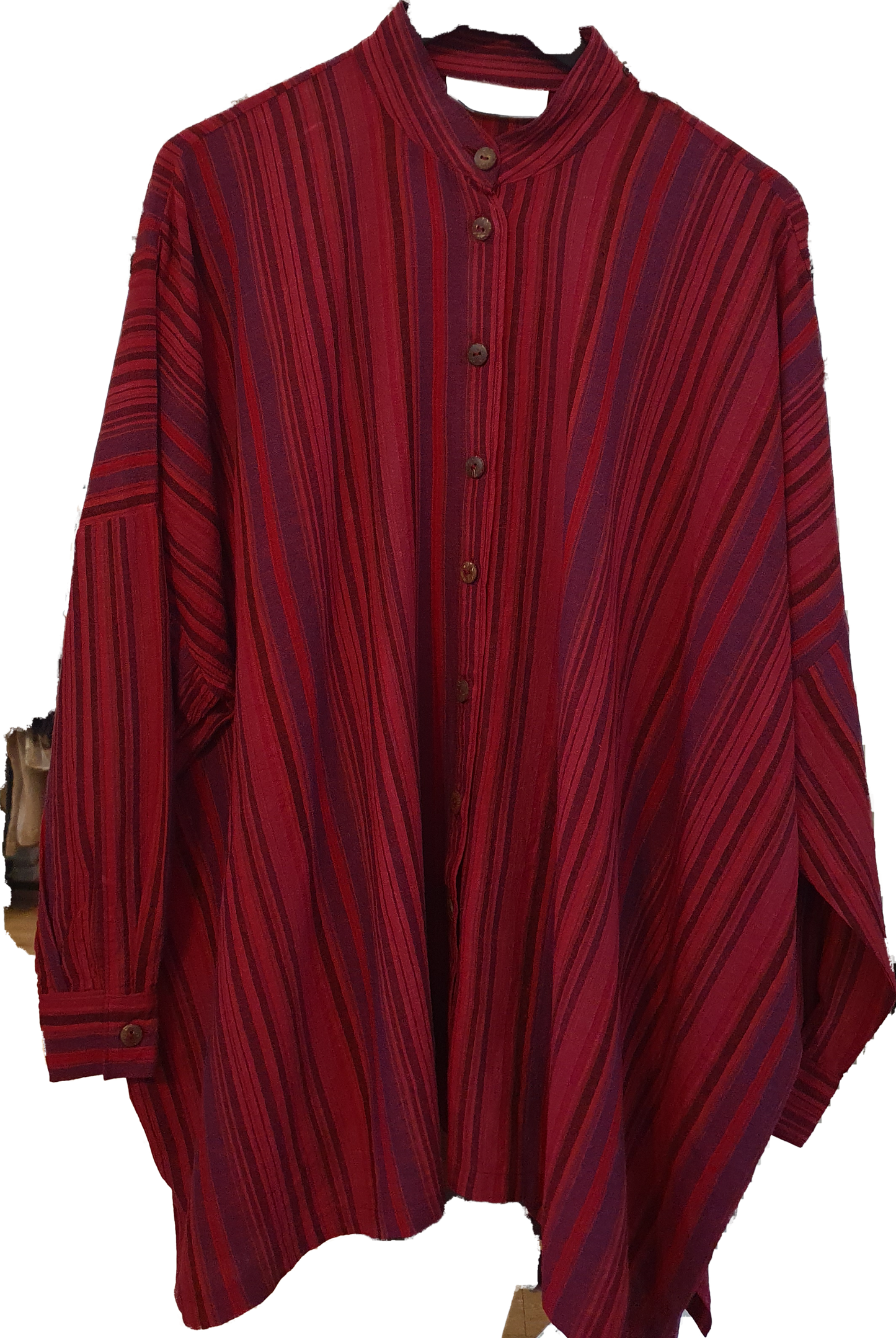 Oversized shirt in raspberry stripes