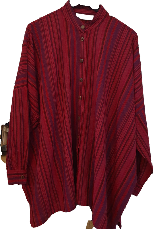 Oversized shirt in raspberry stripes