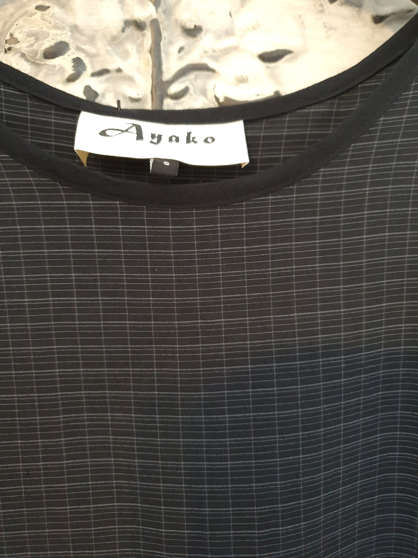 Elise dress in handwoven black cotton check