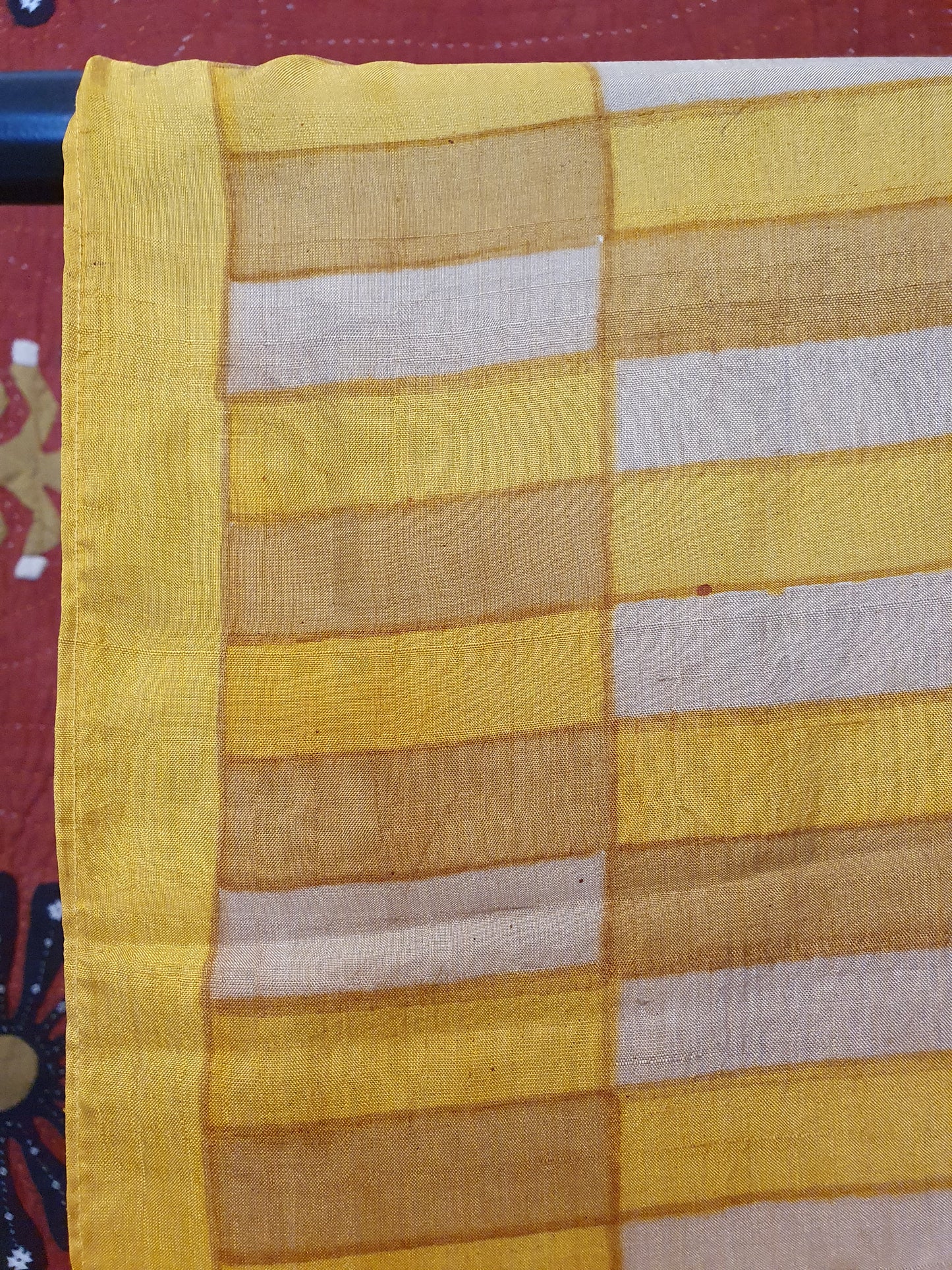 Silk scarf in mustard rectangles